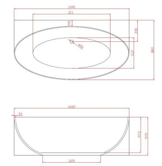 Morocco Back to the Wall Free Standing Bath 170cm - Size Sheet Morocco Back to the Wall Free Standing Bath 170cm - Size Sheet