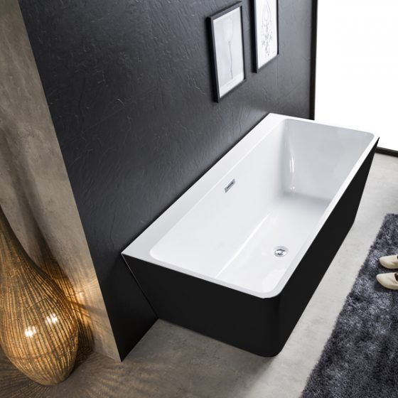 Rio Black & White Back to the Wall Freestanding Bath - Installed Rio Black & White Back to the Wall Freestanding Bath - Installed
