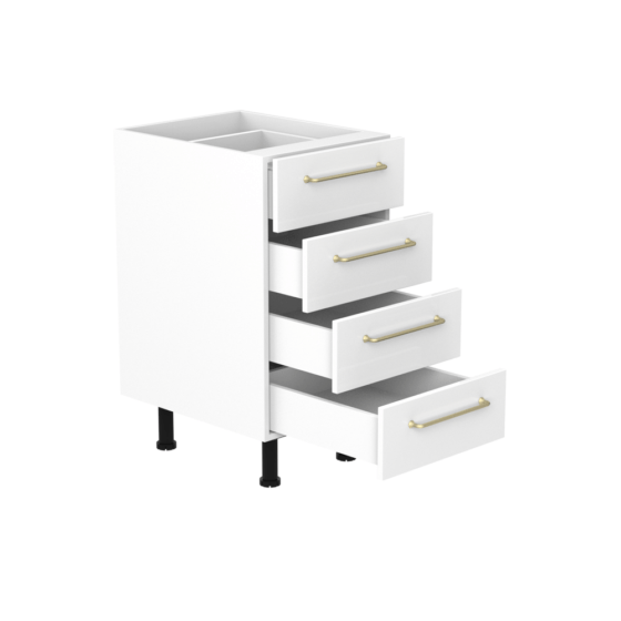 QBD45-BG-C3 Kitchen Base Cabinet White Pot Four(4) Drawers 45cm