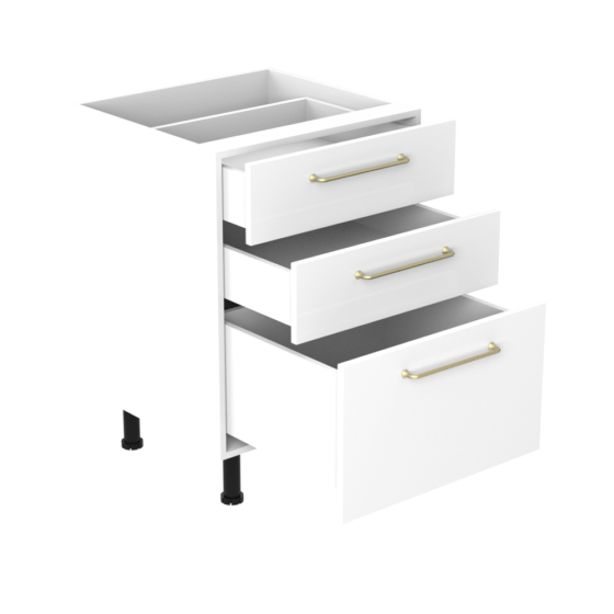 QBD60-BG-C1 Alpine Kitchen Base Cabinet with drawers white 60cm