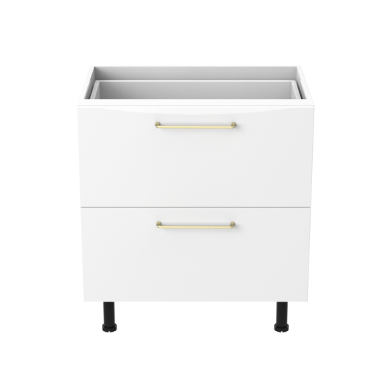 QBD802-BG-C2 Alpine Kitchen Base Cabinet with two drawers white 80cm