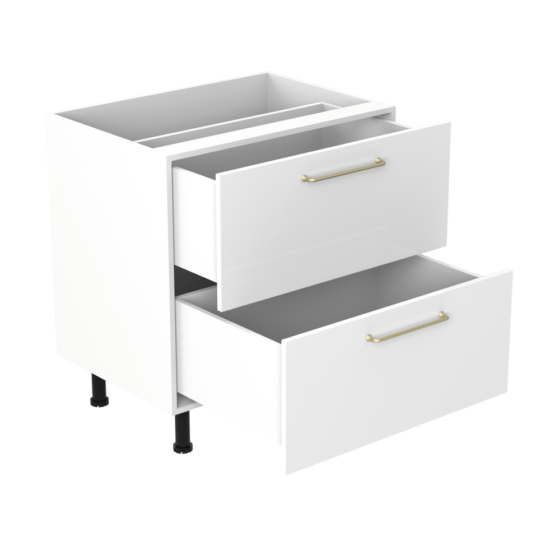 QBD802-BG-C3 Alpine Kitchen Base Cabinet with two drawers white 80cm