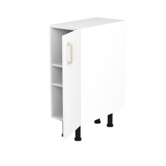 QBU30-BG-C3 Alpine 30cm White Narrow Kitchen Base Cabinet - Bottle Storage Unit with PET Material, Scratch Resistant & Waterproof