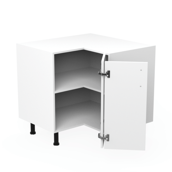 QBUCNR-2 2 Alpine Q Corner Base Cabinet Gloss White Unit 90cm - Space-Saving Kitchen Storage