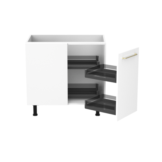 QBUMCL-BG-C1 Alpine Q Magic Corner Cabinet Base Unit RIGHT 2-Tier, 4-Shelf, 90cm