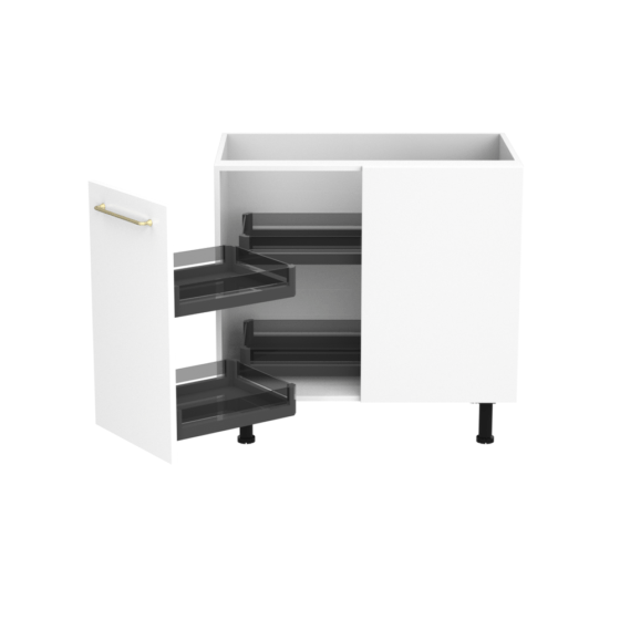 QBUMCR-BG-C1 Alpine Q Magic Corner Cabinet Base Unit LEFT 2-Tier, 4-Shelf 90cm