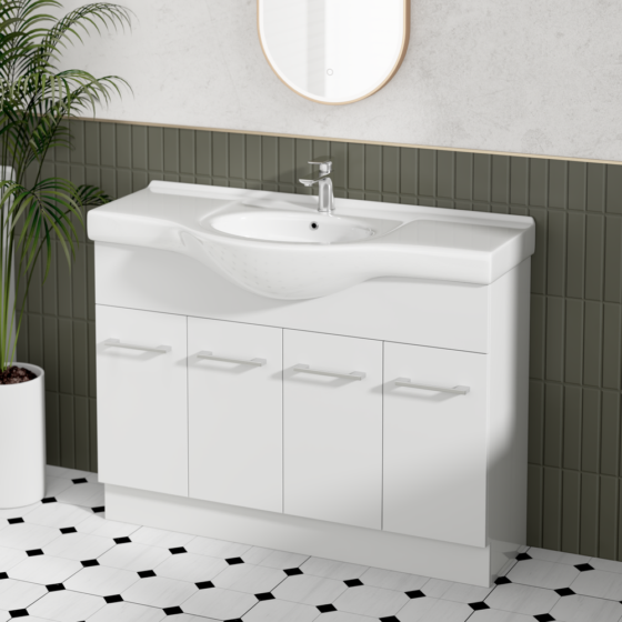 1200C Alpine Jessica Semi-Recessed PVC Freestanding Vanity 120cm