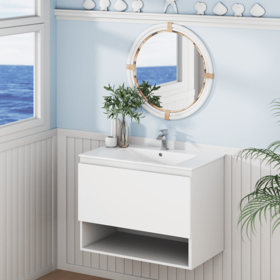 75dv Marine Drawer & Shelf PVC Vanity Unit 75cm