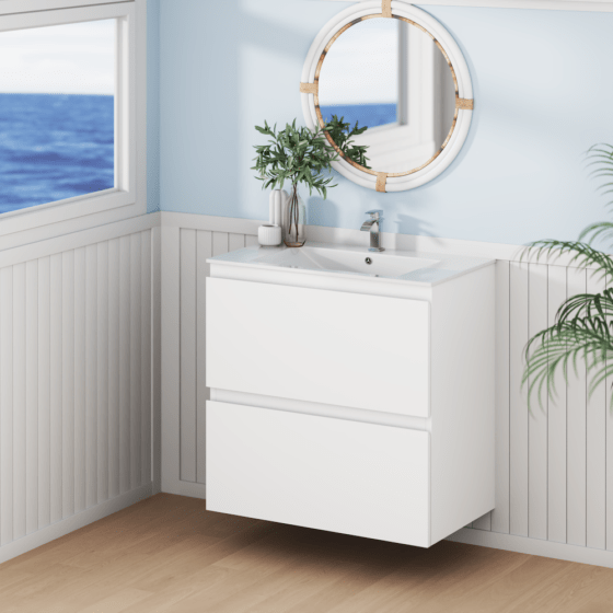 75dv Alpine Marine Double Drawer PVC Vanity Unit 75cm