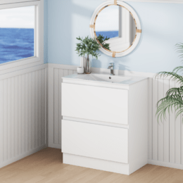 Alpine Marine Double Drawer & Kickboard PVC Vanity Unit 75cm  