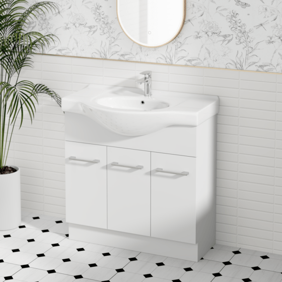 900A Alpine Jessica Semi-Recessed PVC Freestanding Vanity 90cm