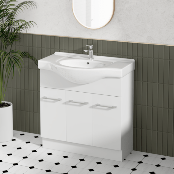 900C Alpine Jessica Semi-Recessed PVC Freestanding Vanity 90cm
