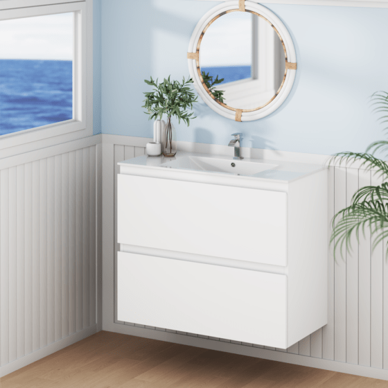 90dv Alpine Marine Double Drawer PVC Vanity Unit 90cm