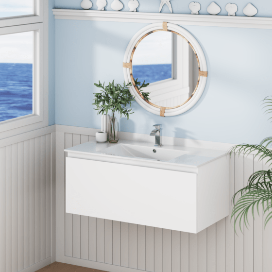90dv Alpine Marine Single Drawer PVC Vanity Unit 90cm