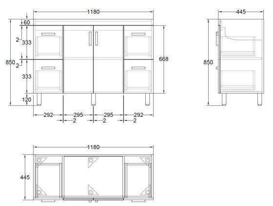 COMO120_120cm Monica Sizes Alpine Monica PVC Vanity Unit 120cm