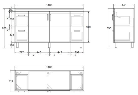 COMO150_150cm Monica Sizes Monica PVC Vanity Unit 150cm Double Bowl
