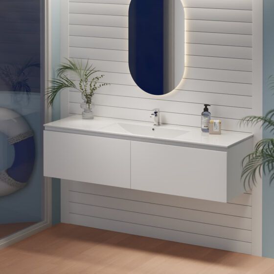 Marine 150cm Single Bowl Vanity Unit Bathroom Alpine Marine Single Drawer PVC Vanity Unit Single Bowl 150cm