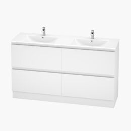 Alpine Marine Double Drawer & Kickboard PVC Vanity Unit Double Bowl 150cm  