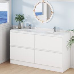 Alpine Marine Double Drawer & Kickboard PVC Vanity Unit Double Bowl 150cm  
