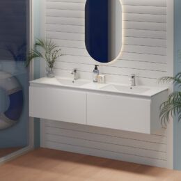 Alpine Marine Single Drawer PVC Vanity Unit Double Bowl 150cm  