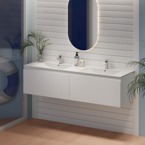 Marine Cabinets-COMARS150cm-single drawer1000x1000 web Alpine Marine Single Drawer PVC Vanity Unit Double Bowl 150cm