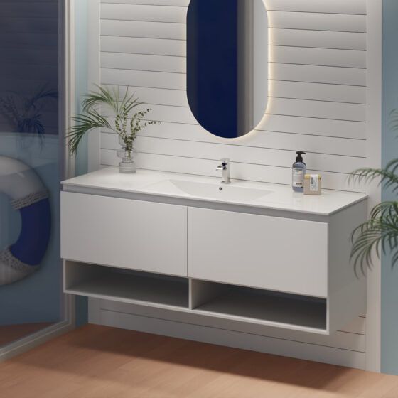 Marine Shelf 150cm Single Bowl Vanity Unit Bathroom Alpine Marine Drawer & Shelf PVC Vanity Unit Single Bowl 150cm