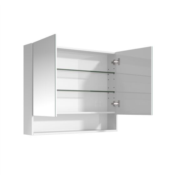 Cassie PVC Shaving Cabinet 900x750mm open view Cassie PVC Shaving Cabinet 900x750mm open view